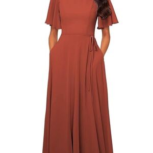 Elegant Rust Maxi Dress